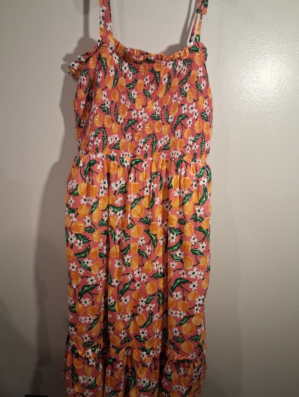 Draper James Orange Floral Smocked Sundress